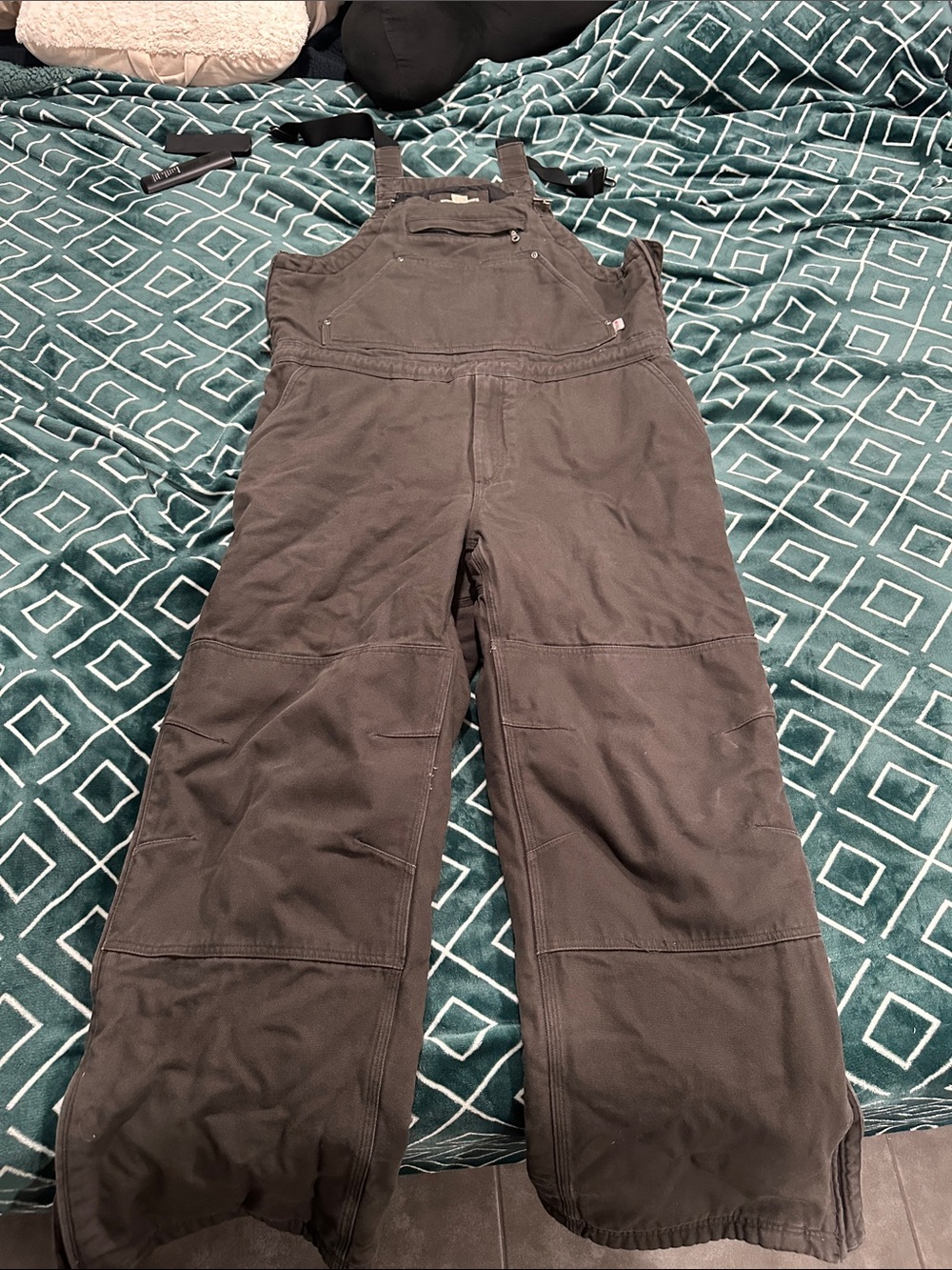 Duluth Trading Co Dark Olive Work Bib Overalls